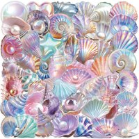 50pcs Cartoon Shell Graffiti PET Stickers Conch Pearl DIY Decorative for Kids Reward Stationery Notebook Water Cup Waterproof