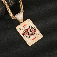 Trendy Poker Dice Pendant Necklace Brass 14K Gold Plated with Zircon Stones Hip Hop Jewelry for Women Men Popular Gift