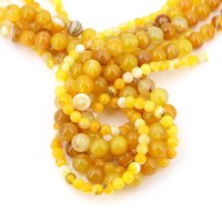 4 6 8 10mm Natural Yellow Stripe Onyx Agates Round Beads Diy Bracelet Necklace for Jewelry Making Crafts Accessories 15" Strand