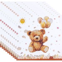 Boho Teddy Bear Cocktail Napkins Floral Border Star Disposable Paper Serviette Newborn Baby Sprinkle Party Decor
