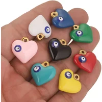 5pcs Stainless Steel Charm Mix Enamel Heart Evil Eye Charms for DIY Earrings Necklace Diy Jewelry Making Pendant Supplies Crafts