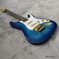 For Blue Tiger Stripe Double Locking Tremolo ST Electric Guitar In Stock | Floyd Rose Tremolo, Classic ST Style
