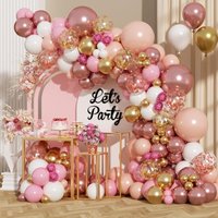 111Pcs Rose Gold Balloon Garland Kit Nude White Pastel Pink Gold Confetti Balloons for Bridal Shower Princess Birthday Party