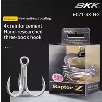 5Packs BKK Raptor-Z 6071-4X-HG Treble Fishing Hooks 4# 2# 1# 1/0# 2/0# 3/0# 4/0# 5/0# Sea Fishing Big games Anti-Rust Coating