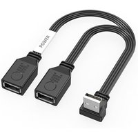 USB 1 to 2 Extension Cable Splitter Left Right Bends Elbow Computer Extension Cord 65W Fast Charging Flat Data Cable USB Wire