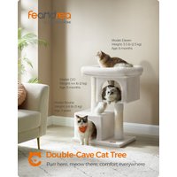 Feandrea Cat Tree, 84 cm Cat Tower,Cat Condo for Large Cats up to 7 kg,2 Cat Caves, Scratching Post