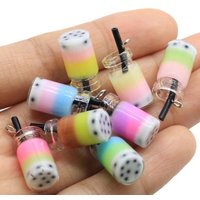 10Pcs 3D Ice Cream Milk Tea Resin Charms Drink Cup Pendant For Jewelry DIY Earrings Necklace KeyChain Making Accessories