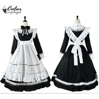 Color Cosplayer British Maid Dress Long Sleeved Black Gown Carnival Maid Cosplay Costume Drama Party Outfit European Clothing