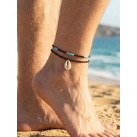 KunJoe 2Pcs/Set Bohemian Scallop Woven Anklet Women Vintage Summer Rice Beads Bracelet On The Leg Beach Barefoot Sandal Jewelry