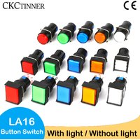 1PCS Push Button Switch 16mm With light LA16-11S Circular Square Rectangle Self-reset Self-locking Power Supply 12v 24v 220v 5A