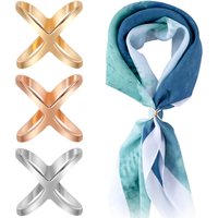3pcs X-Shaped Scarf Clips Buckles for Women, Scarf Holder Pins for Shawls Silk Clothes (Golden/Silvery)