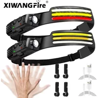 230° Induction Headlamp USB Rechargeable Head Light Sensor LED Flashlight Outdoor Lighting Lamp Camping Hiking Emergency Usage