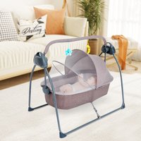 5-Speed Electric Baby Cradle Automatic Rocking Infant Swing Bed Foldable With Music & Mosquito Net Bedside Bassinet for Newborns