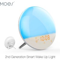 WiFi Wake Up Smart Light Alarm Clock with 7 Colors Sunrise Sunset Simulation Tuya APP Control Works with Alexa Google Home