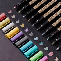 10pcs Waterproof Metallic Marker Pens, Ideal For Black card, Rock Wood, Metal, Plastic, Glass, Canvas, Ceramic, Notebook, DIY