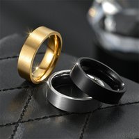 6MM Matte Simple Stainless Steel Rings Frosting Gold Black Color Titanium Steel Ring Women Men Wedding Band Jewelry For Gift