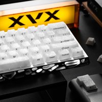 XVX Jelly White Forged Carbon-Look Cherry Profile PC Keycap Set Side Printed PBT+PC 126-key(only keycaps)