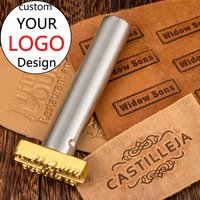 Custom Brass Stamp For Leather, Leather Branding Iron, Custom LOGO Leather Embossing Tool, Cold Press Handle Leather Stamp,Gift