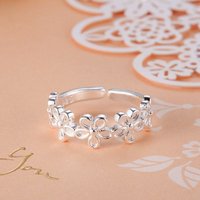 Hot New Brands 925 Sterling Silver Flower Rings For Women Adjustable Elegant Fashion Wedding Party Holiday Gifts Charm Jewelry