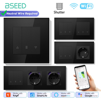 BSEED Wifi Smart Shutter Switches Light Blinds Controller Support Tuya Smart App Plus Normal EU Power Sockets USBC Glass Panels