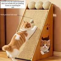 Hot Sale Sturdy Cat Scratcher with Hanging Ball Beige Vertical Space-saving Indoor Cat Furniture Protector Sofa/Chair/Door