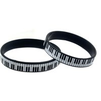 1 PC Piano Keys Silicone Bracelet 1/2 Inch Wide Music Wristband Bangle for Women Or Men Black and White