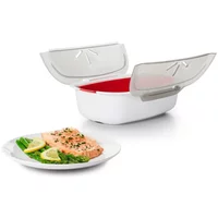 Reusable Microwave Cooking Container with Lid Food Grade PP Microwave Steamer for Vegetables Fish Meat Kitchen Steaming Basket