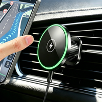 Car Magnetic Phone Holder 15W Magnetic Wireless Charger Phone Mount LED Lights Magsafe Charger for iPhone Samsung Xiaomi