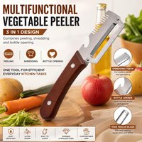 Multifunction Manual Fruit Vegetable Peeler & Onion Slicer Household Sugarcane Scallion Peeler with Bottle Opener