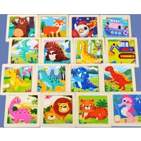 New 9 Piece Montessori Wooden Puzzle Cartoon Dinosaur Transportation Jigsaw 3d Puzzle early learning Educational Toys for Kids