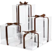 Square Transparent Cake Box Birthday Surprise Gift Baking Packaging Box Clear Toy Box Wedding Party Supplies