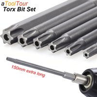 Magnetic Torx Screwdriver Set 150mm Extra Long Security Tamper Proof Star Drill Bit Screw Driver Tips Hex 1/4 for Rotary Tool