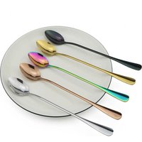 Cuillères à café colorées à Long manche, couverts à mélanger pour jus de café, cuillère en acier inoxydable pour crème glacée, cuillère à Dessert, accessoires de cuisine