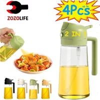 1-4Pcs 2in1 Oil Sprayer Bottle Plastic BBQ Cooking Oil Dispenser Olive Oil Pourers Sprayer Kitchen Baking Mister Vinegar Bottle
