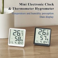 Mini LCD Indoor Electronic Digital Clock Temperature Sensor Humidity Meter Thermometer Hygrometer Gauge Weather Station For Home