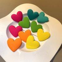 FishSheep Cute Korean Heart Earrings New Trend Boho Acrylic Geometric Love Heart Stud Earrings Fashion Jewelry For Women 2022