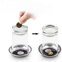 1 Pieces Coin Penetration Magic Tricks Quality Stretch Coins Thru Glass Cup Bottom Into Cup Black Hole Magic Props Illusion