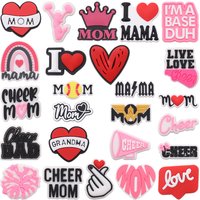 New 1pcs PVC Shoe Charms Cheer Mom Love Mama Buckle Clog Garden Shoes Button Decorations Hole Slipper Ornaments Holiday Present