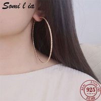 Somilia-925 boucles d'oreilles rondes en argent Sterling pour femmes grand cercle Piercing 18K cerceau boucle d'oreille livraison directe fournisseurs avec Gife