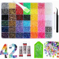 42 colors 3mm Flatback Gems for Crafting, Bedazzler Kit with 3Pcs 15ml B7000 Jewelry Glue for Crafts Shoes Nail Diamond Art