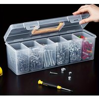 7pcs(6 Small Boxes and 1 Large Box) Tool Parts Storage Box, Multi-cell Portable Transparent Tool Storage Box, Household Screws