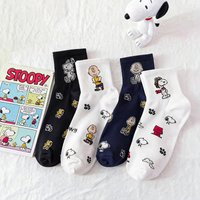4/8pairs Cartoon Snoopy Ankle Socks Women Men Summer Anime Printed Pattern Casual Breathable Daily Wear Low Cut Socks For Adults
