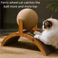 2 In 1 Wooden Cat Scratching Ball Sisal Scratch Board Durable Grinding Paw Toy Solid Wood Scraper For Cats Kittens Pet Supplies