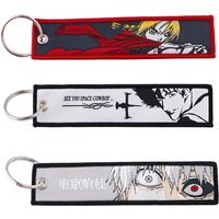 Key Ring for Motorcycles Cars Key Chain Key Fobs Holder Decorative Embroidery Key Tag Anime Jewelry Accessories