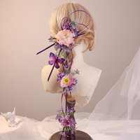 Mori simulation flower bow bamboo weaving new Chinese headdress bride weddings hair accessories ancient style