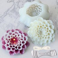 3D Flower Candle Silicone Mold with Wick Holder Cotton Candle Wick DIY Craft Ornament Soap Aromatherapy Making Home Deocor