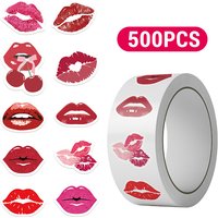 500PCS Kissing Lips Stickers Valentines Day Theme Decorations Lip Roll Stickers Valentine's Day Bright Red Kiss Lip Print Decals