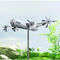 Creative 3D Plane Garden Weather Vane Plug Decor Chic Plug-in Windmill Anti-corrosion Weatherproof Ornaments for Outdoor Garden