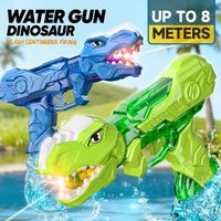LED Light Up Dinosaur Automatic Water Blaster, 8 Meters Long Range Continuous Shooting Water Gun, Transparent Tyrannosaurus Wate