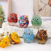 Natural Crystal Stone Stone Owl Statue Reiki Stone Animal Decoration Ornaments Statue Amulet Feng Shui Sculpture